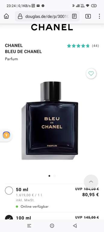 Bleu de Chanel 100ml Parfum.