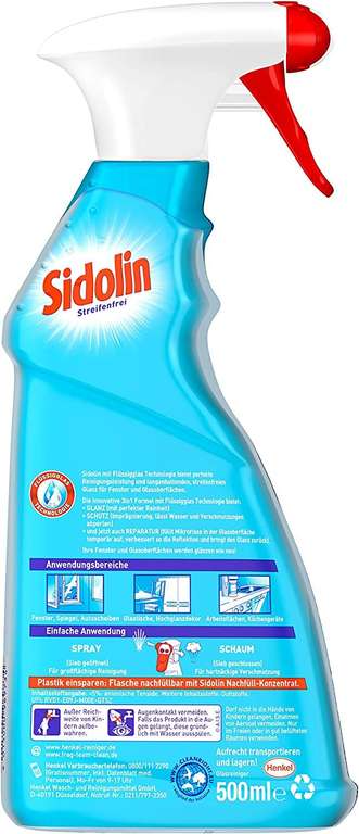 Sidolin Cristal, Glasreiniger, Sprühflasche, für einen perfekten Glanz und gegen Mikrorisse, 500ml [Prime Spar-Abo]