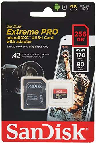 SanDisk Extreme PRO microSDXC 256 GB UHS-I (A2, C10, V30, U3, 170 MB/s Übertragung)