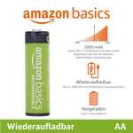 [amazon prime] 24 Amazon Basics AA-Batterien aufladbar (pro 99cent), vorgeladen, 2000 mAh. Ohne prime Versand an Abholstation kostenlos