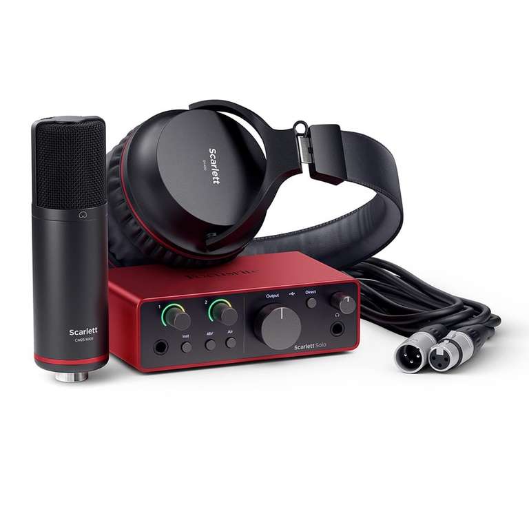 Focusrite Scarlett Solo Studio 4. Gen USB-Audio-Interface + Mikro CM25 MkIII + Kopfhörer SH-450