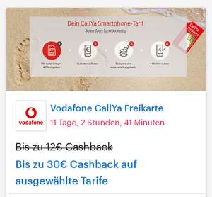 [Vodafone CallYa Freikarte + Shoop] Bis zu 30€ Cashback auf ausgewählte Tarife