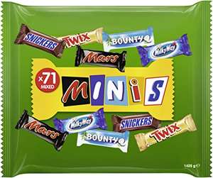 71 Mini-Schokoriegel-Vielfalt: Snickers, Mars, Bounty, Milky Way, Twix // (Großbeutel / 1,425 kg) [Amazon Prime]