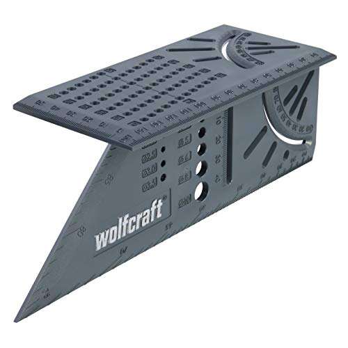 wolfcraft 3D-Gehrungswinkel 5208000 zum Anschläge für 45°- und 90°-Winkel einsetzbar als Streichmaß für parallele Linien, PRIME