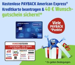 Payback American Express beantragen und 40 Euro Wunschgutschein erhalten