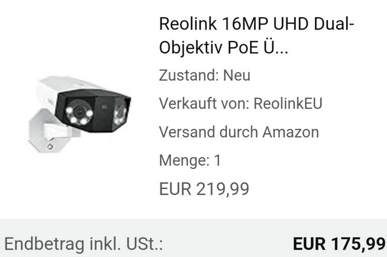 [Amazon] REOLINK Duo 3 PoE 16MP UHD Dual-Lens PoE Sicherheitskamera mit 180° Panoramablick
