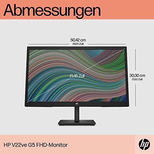 HP V22ve G5 FHD Monitor 54,5 cm, 1920 x 1080 Pixel (16:9), 75 Hz, Full HD, AMD FreeSync, VA, Joypad OSD Knopf, HDMI 1.4 für 79,00€ (Amazon)