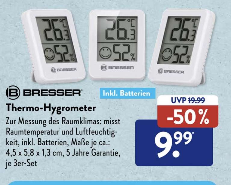 [Aldi Süd] Bresser Thermometer Hygrometer 3er Pack