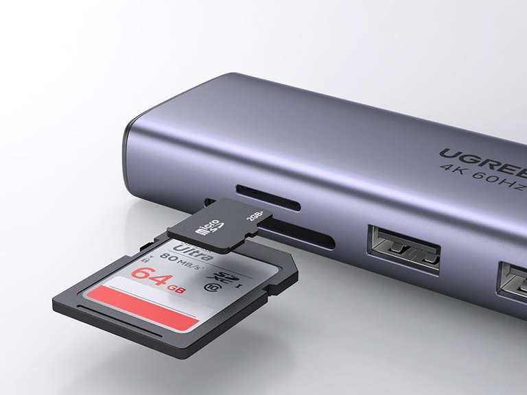 Ugreen USB-C 7 in 1 Hub mit HDMI / Netzwerk / Kartenleser / USB 3.0 / USB-C mit 100W PD Pass-Through Laden