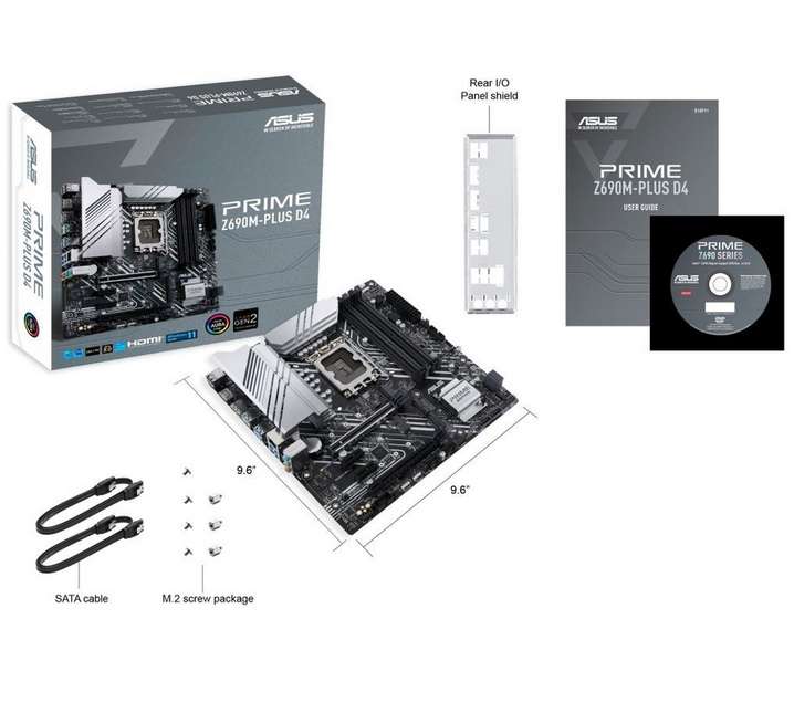 ASUS Prime Z690M-PLUS D4 Gaming Mainboard Intel Sockel LGA 1700 (Intel Z690, mATX, PCIe 5.0, 3x M.2, DDR4-Speicher)