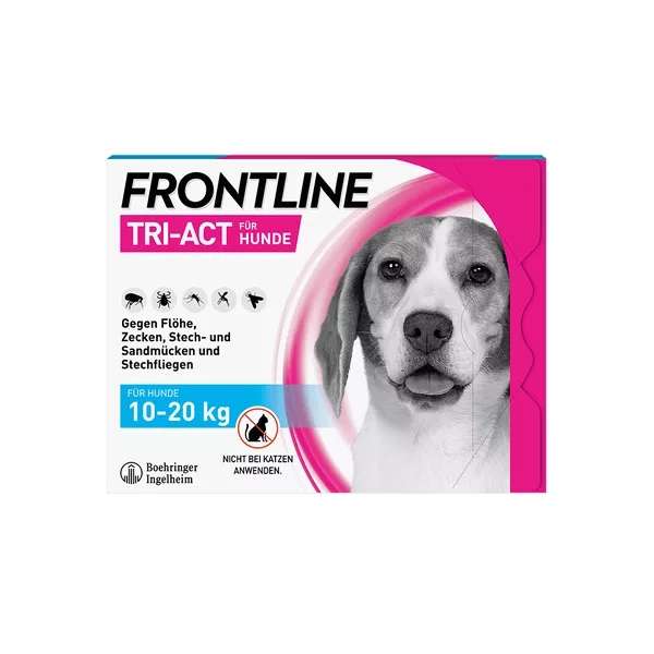 Frontline Tri-Act für Hunde 10-20kg 6 Stück gegen Zecken, Flöhe und fliegende Insekten