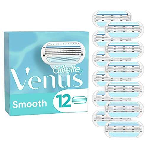 Gillette Venus Smooth Rasierklingen Damen, 12 Ersatzklingen für Damenrasierer mit 3-fach Klinge Amazon 5er Spar-Abo