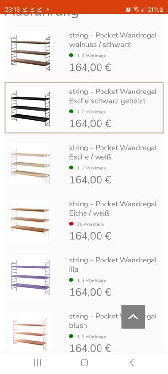 String Pocket Regal in mehreren Farben für 139,40€
