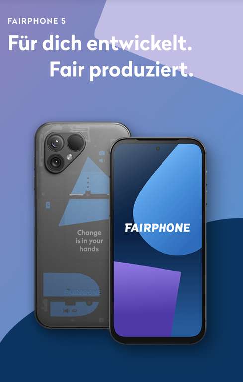Fairphone 5 für 599€ (CB: 540€, CB+Ref: 490€) und Fairbuds XL für 199€ (CB: 149€)