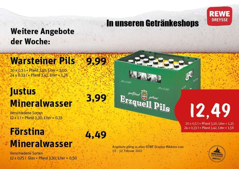 Lokal : Erzquell Pils 0,5/0,33 l Rewe's in Wilnsdorf