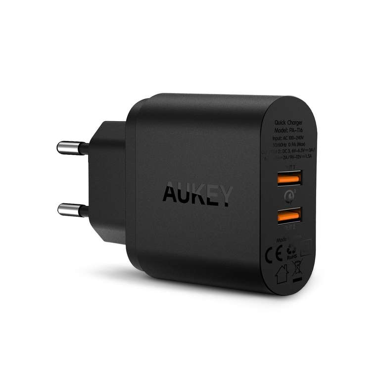 [Bundle Angebot] 2x AUKEY Ladegerät 36W Quick Charge 2x USB (PA-T16) + 2x AUKEY USB-C auf USB-A Kabel 2m (CB-CMD29)