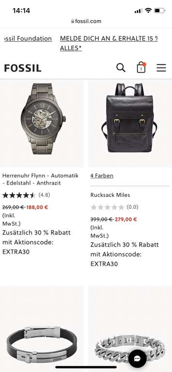 Fossil Outlet +30% Extra