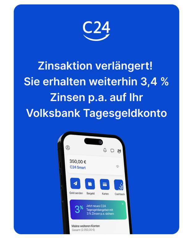 Volksbank Tagesgeldkonto C24 3,4%