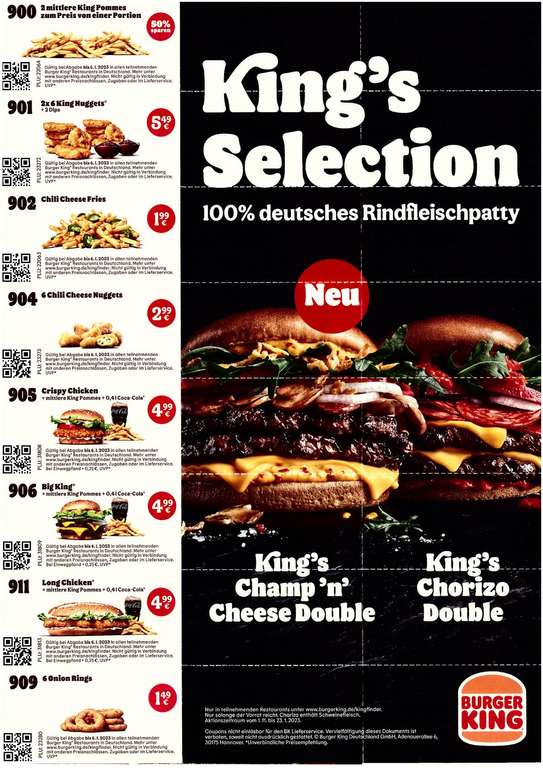 Burger King BK Coupons/Gutscheine gültig ab SA 12.11.2022 FR 06.01.