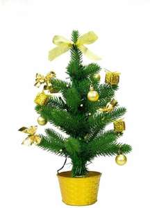 Best Season Künstlicher Weihnachtsbaum 45cm, Kleiner Weihnachtsbaum mit Baumschmuck und LED Lichterkette