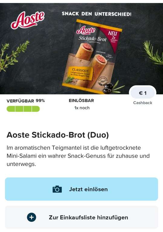 [Penny] Aoste Stickado-Brot Duo für effektiv 0.79€ über marktguru