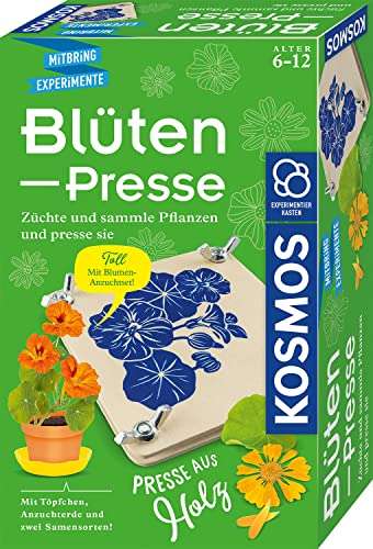 KOSMOS 658175 Blüten-Presse, Blumenpresse aus Holz, Blätterpresse für Kinder ab 6 Jahren (Prime)