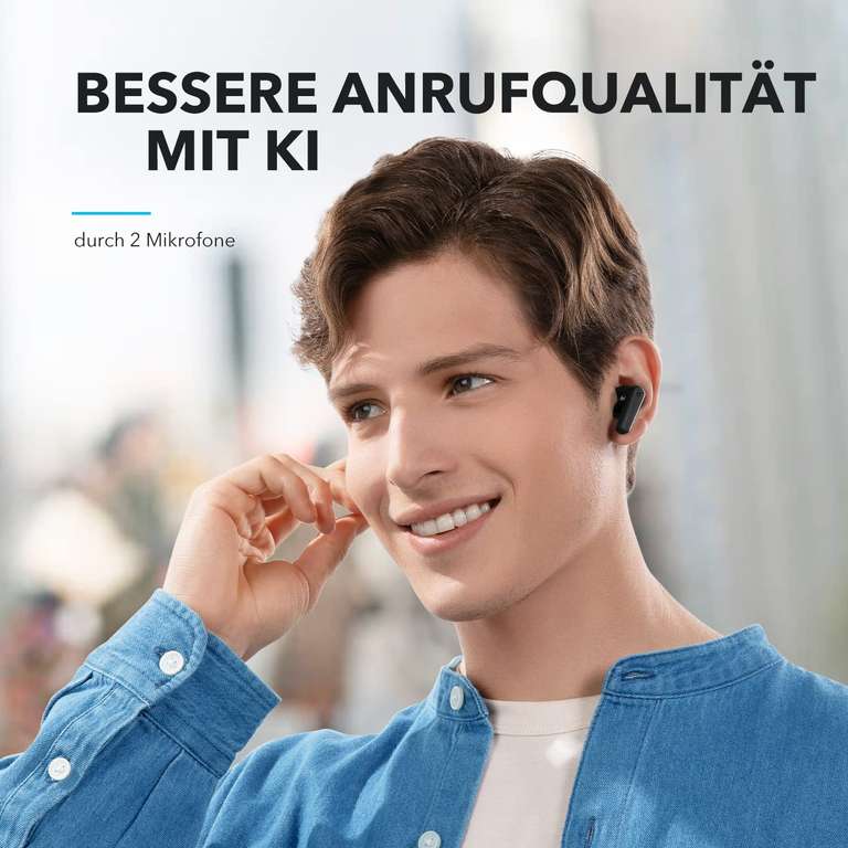 [PRIME] soundcore by Anker P20i Kabellose Bluetooth Kopfhörer in-Ear, 10mm Treiber, BT 5.3, EQ, 30h Spielzeit, wasserfest, 2 Mikros mit KI
