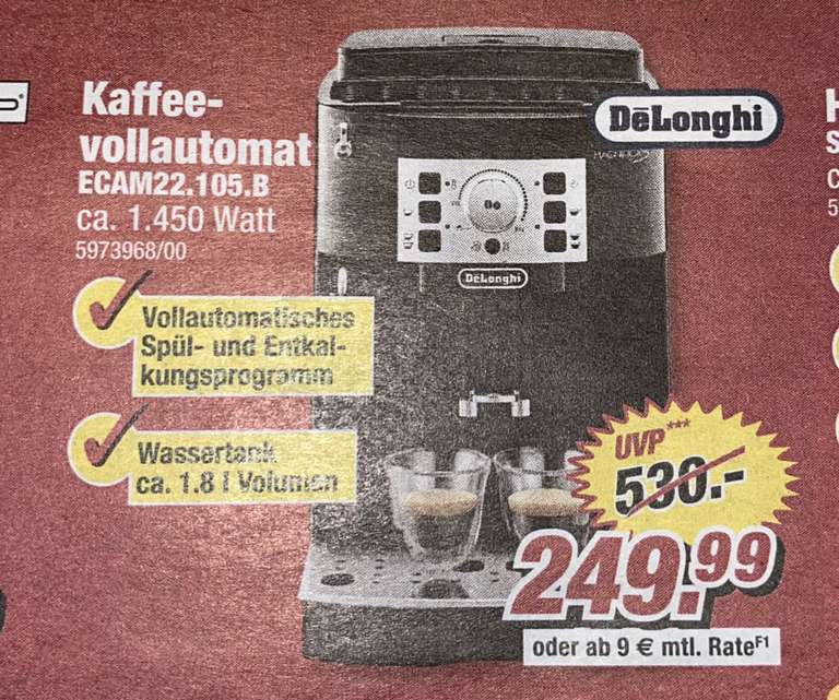 POCO-Filialangebot) schwarz Kaffeevollautomat ECAM22.105.B | mydealz DeLonghi