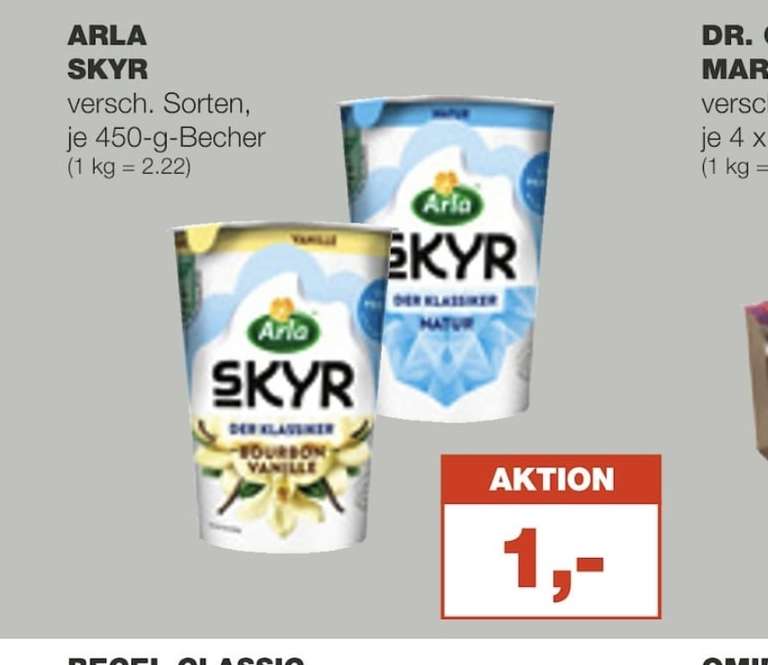 ( Real ) (Fitness) (Pumpen/Gym)Arla Skyr Verschiedene Sorten 450g Becher für 1€ (offline)