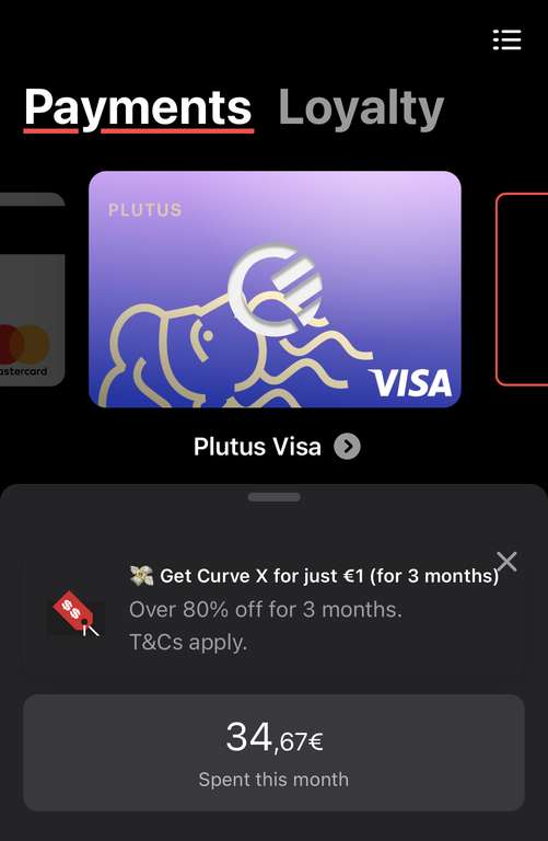 Curve X für 1€ 3 Monaten (eventuell personalisiert)