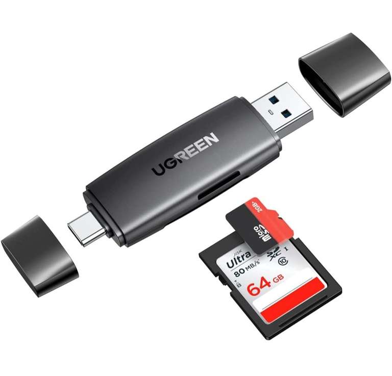 UGREEN SD Kartenleser USB C Card Reader Kartenlesegerät USB 3.0 Kartenleser Micro SD Adapter für iPad Pro/ iPad Air, Galaxy usw. PRIME