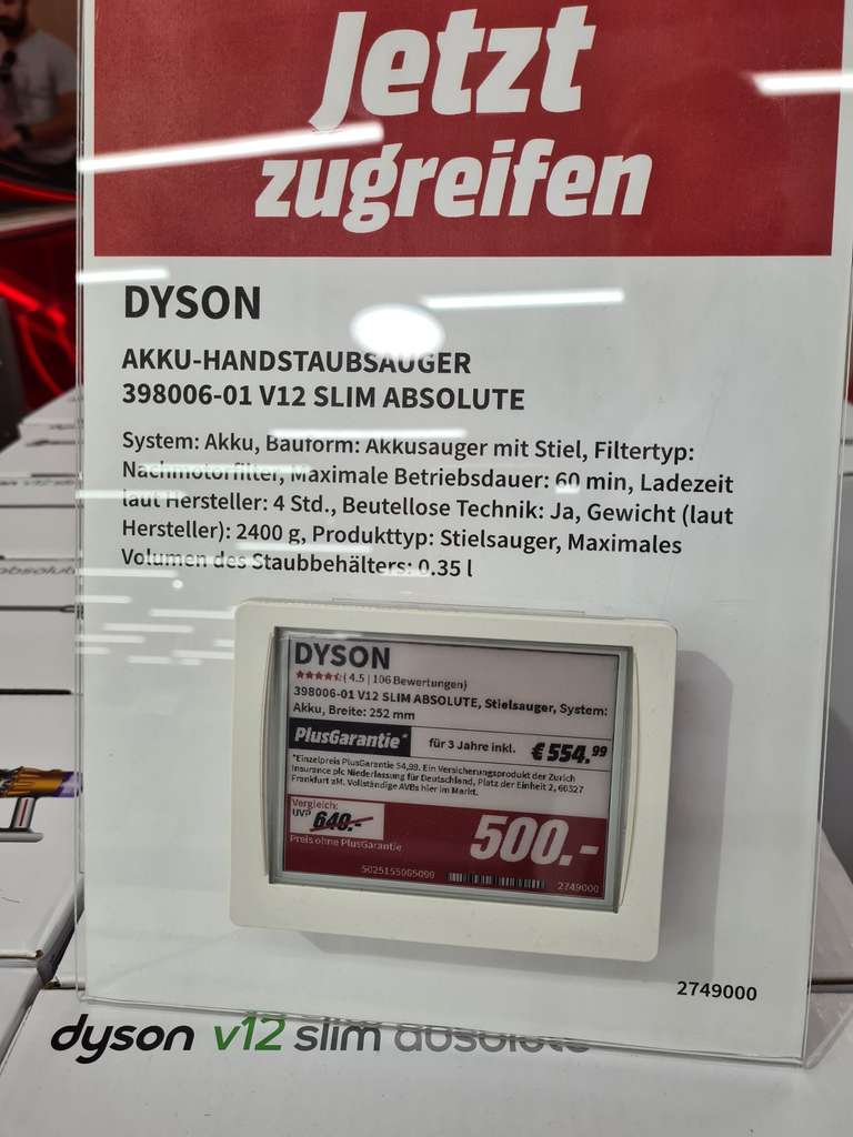 [Media Markt Berlin] Dyson V12 Slim Absolute - Akkustaubsauger