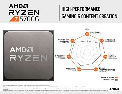 AMD Ryzen 7 5700G, 8C/16T, 3.80-4.60GHz, boxed, Zen 3 + Radeon RX Vega 8 IGP, AM4