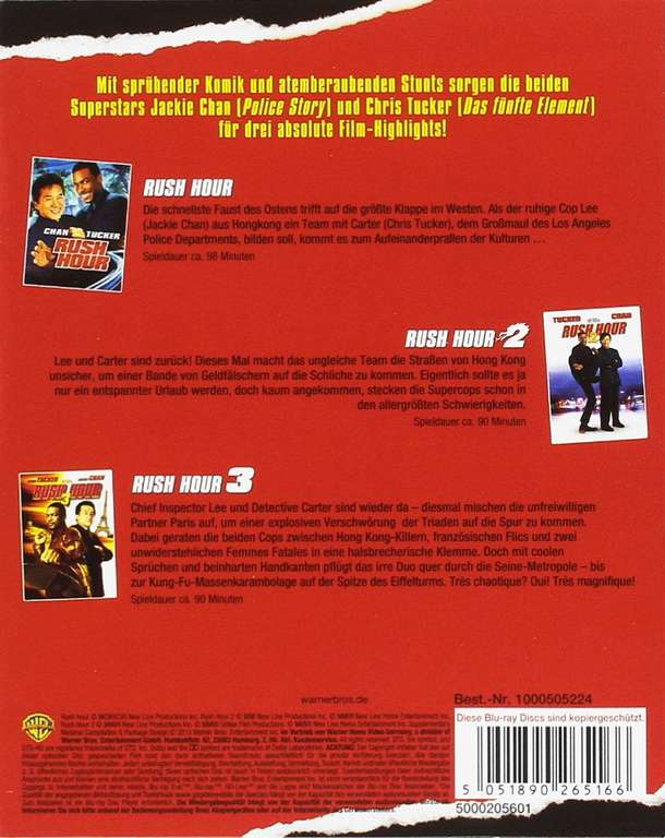 [Media-Dealer] Rush Hour Trilogy - Bluray - 3 Filme - Jackie Chan - Triple Pack