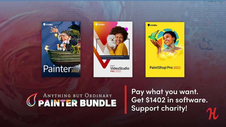 [Humble Bundle] "Painter Bundle" mit Corel Paint Shop Pro 2022, Painter 2022, Video Studio, WinZip 1Jahr & AfterShot plus Paper & Brushes