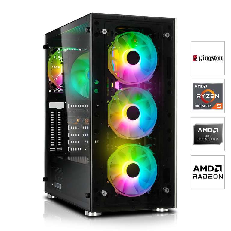 GAMING PC | AMD Ryzen 5 7600X 6x4.70GHz | 16GB DDR5 | RX 7800 XT 16GB | 1TB M.2 SSD