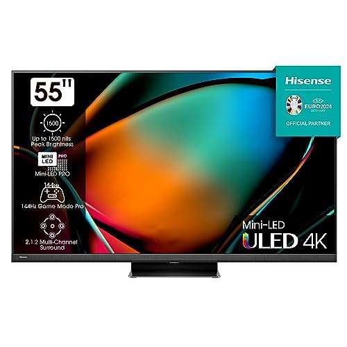 Hisense 55U8KQ Mini LED 4K ULED Smart TV - 139 cm (55 Zoll) Dolby Vision IQ & Atmos, 120Hz Panel, HDR10+
