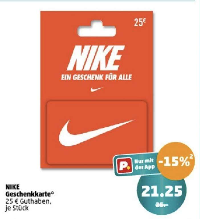 Penny App - Nike Geschenkgutschein 25euro für 21,25 Euro