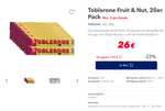 Gutscheinfehler(?): 40(!) Toblerone (Orig. oder Fruit&Nut) (á 100 g) für 26,00 EUR (=0,65 EUR pro Stück!) (mind. MHD 11/2022 )