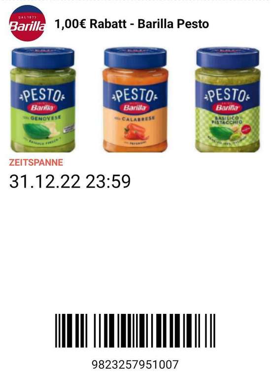 [Rewe Center] Barilla Pesto verschiedene Sorten für 1,19€ (Angebot + Coupon)