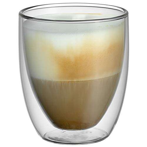 [Prime] WMF Kult Cappuccino Gläser Set 6-teilig, doppelwandige Gläser 250ml, Schwebeeffekt, Thermogläser, hitzebeständiges Teeglas