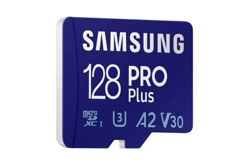 [PRIME] Samsung PRO Plus microSD Speicherkarte, 128 GB, UHS-I U3, Full HD & 4K UHD, 160 MB/s Lesen, 120 MB/s Schreiben (256GB für 19,99€)