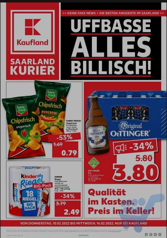 Oettinger Pils im Kaufland 3,80€ 20x0,33 L (lokal Neunkirchen Saarland)