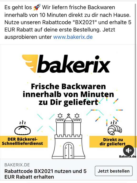 5€ Bakerix Lieferdienst Gutschein ohne MBM - Hamburg, Herne & Dortmund