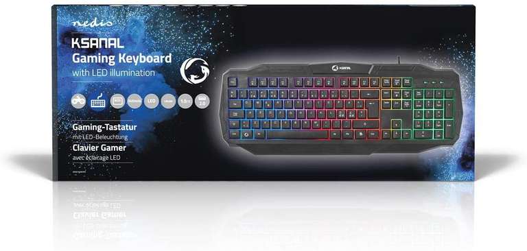 Nedis Gaming Tastatur schwarz, LEDs RGB, USB, ND (Prime)