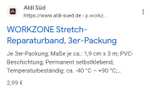Aldi Süd Langenselbold/Hessen: 3 Rollen Stretch-Reparaturband , jeweils 3m lang und 19mm breit, -40° bis +90° beständig