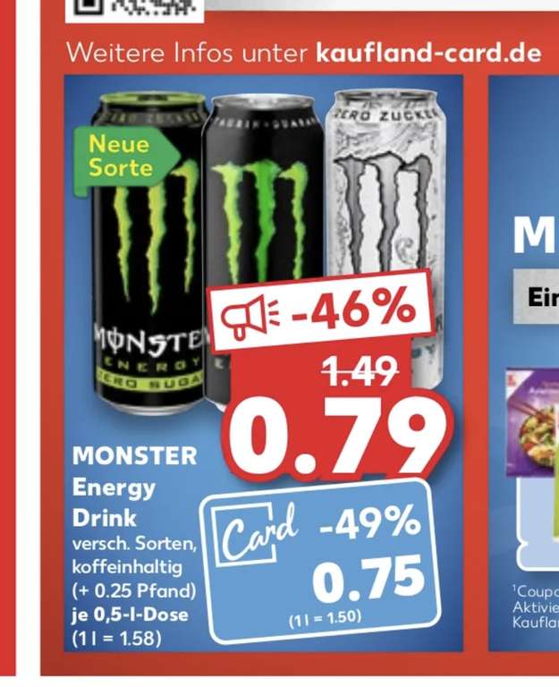 [Kaufland] Monster Energy Drink. 0,5l Dose, verschiedene Sorten - zzgl. 0,25€ Pfand