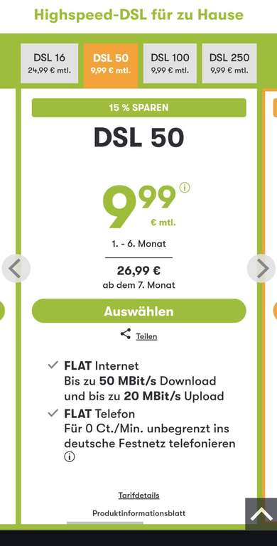WinSim DSL Tarife 9,99€ bis 6. Monat, danach z.B. DSL50 für 26,99€