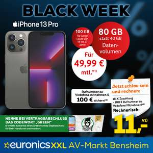 [Euronics Bensheim] mtl. 44,99€ inkl. GigaKombi - iPhone 13Pro + Vodafone Smart M