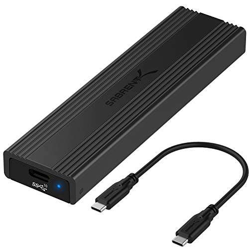 [Prime] SABRENT M.2 SSD Gehäuse, USB C 3.2 Gen 2 auf NVMe SSD, mit Kühlkissen, für M Key/M+B Key, Unterstützt UASP (EC-SNVE)